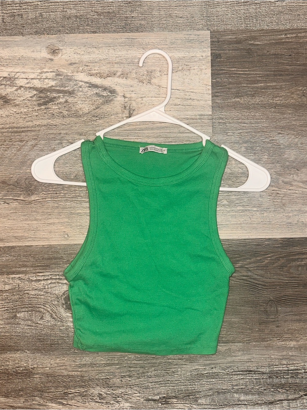 Zara Green Ribbed Crop Tank